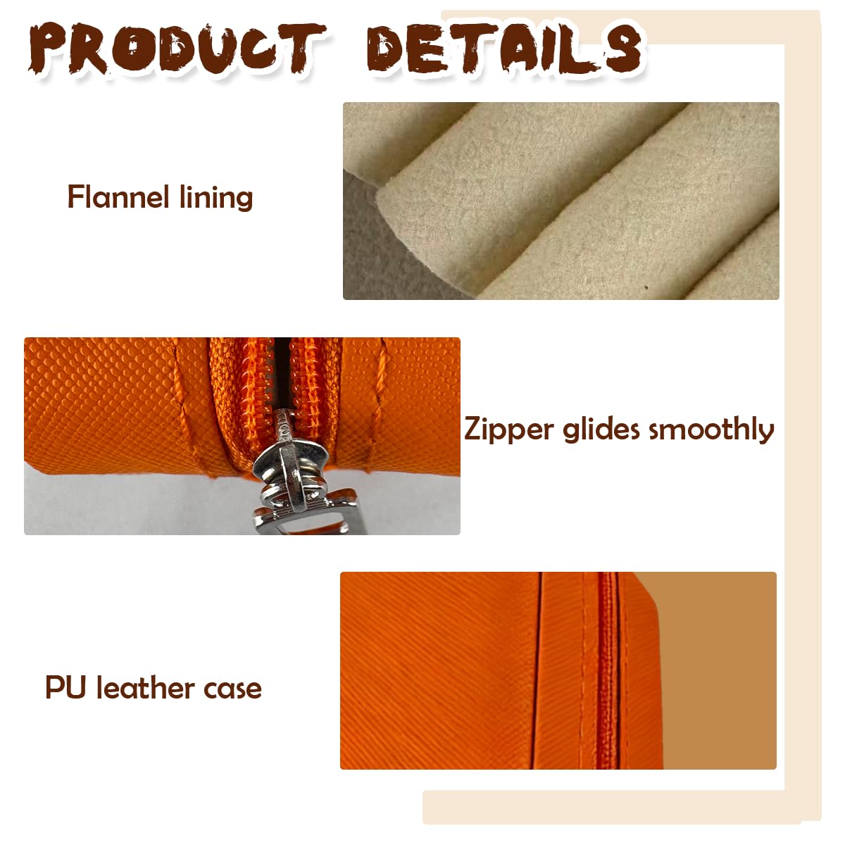 SMUVSMU 4 Pcs Travel Jewelry Box, Travel Mini Jewelry Organizer, Portable Mini Leather Jewelry Case Organizer for Earrings and Necklaces, for Women Girls,Orange