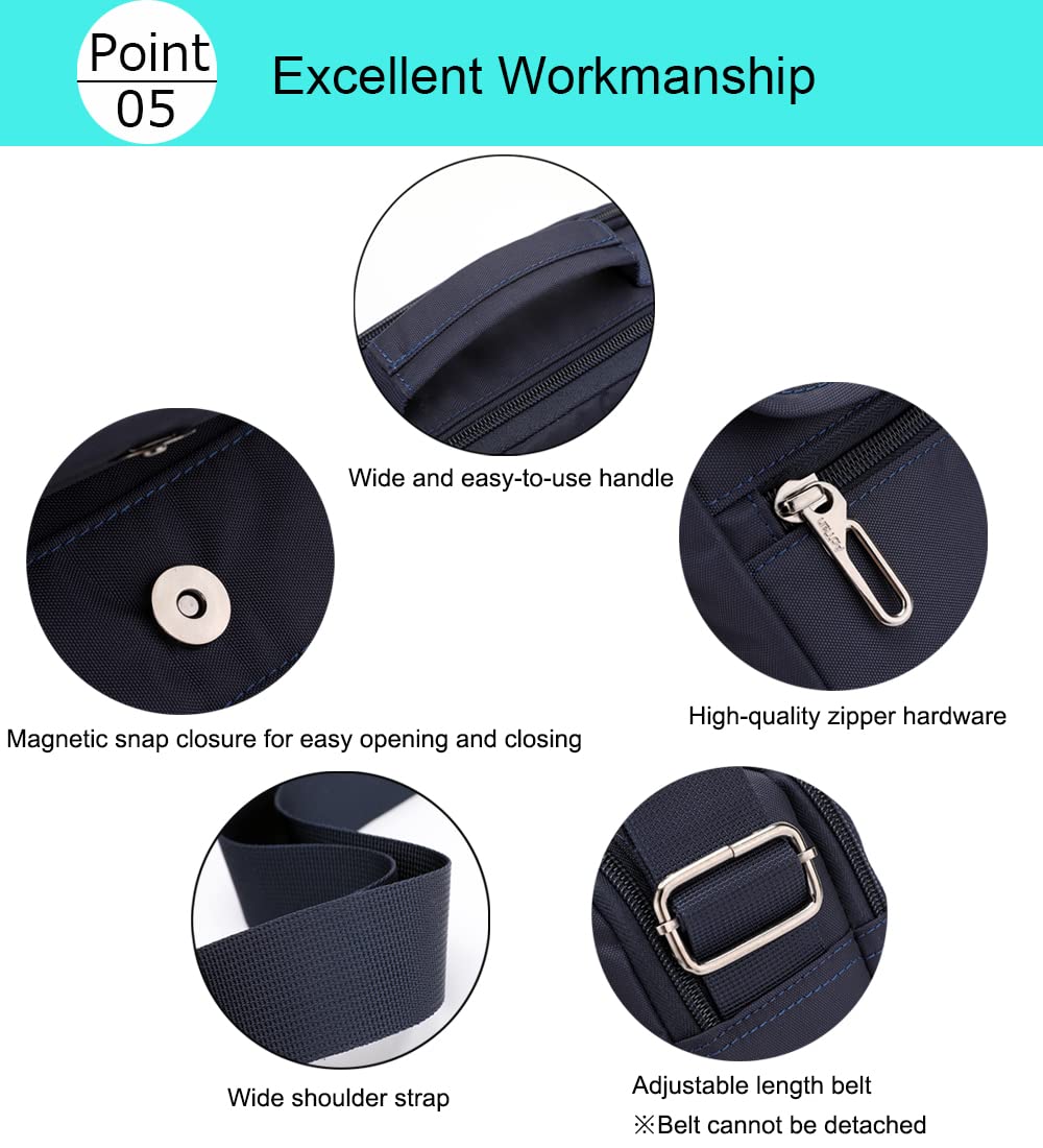 natyrlpog Men's Shoulder Bag Nylon Messenger Bag Crossbody Purse Waterproof Lightweight for Travel Work Outdoor Black Small