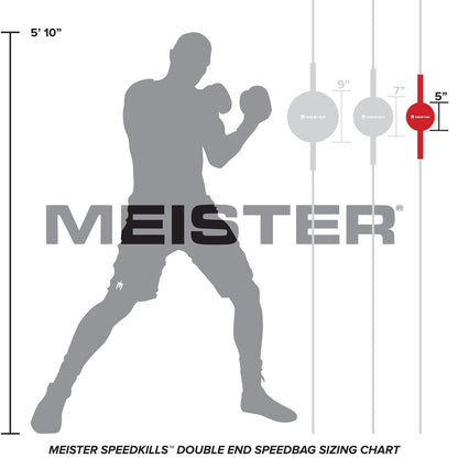 Meister SpeedKills Double-End Leather Speed Bag w/Bungees & Lightweight Latex Bladder - Black - Small (5.0")