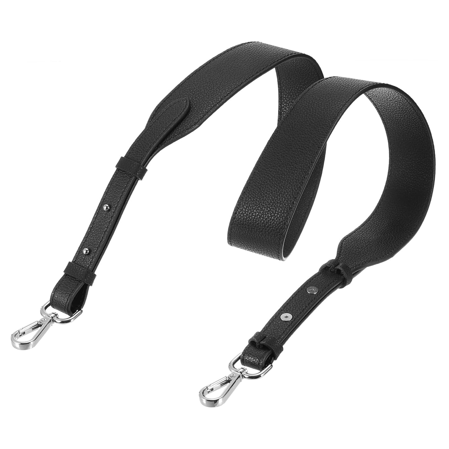 uxcell Leather Purse Strap, 41.7"-43.3" Adjustable Crossbody Replacement Straps 1.5" Width for Handbags, Shoulder Bag (Black, Silver Clasp)