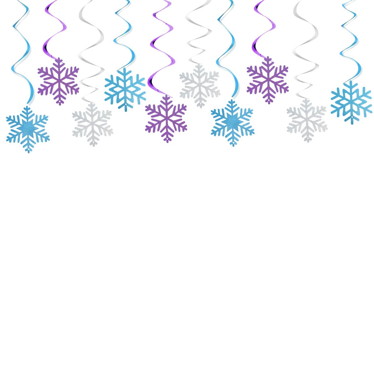 30pcs Glitter Snowflake Hanging Swirls Party Decorations, Frozen Snowflake Christmas Ceiling Streamers Birthday Party Snowflake Ornaments Garland for Winter Wonderland Xmas New Year Party Snow Decor