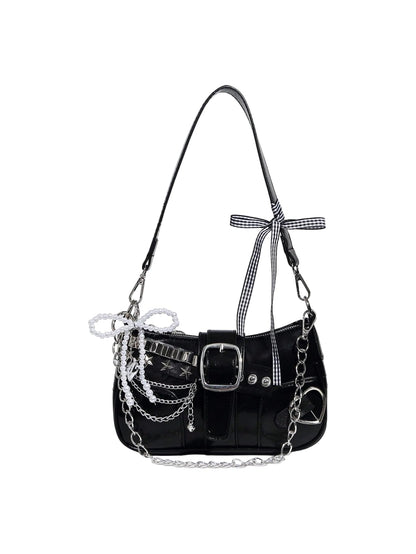 Verdusa Women's Y2k Star Embroidery Shoulder Bag Mini Chain Hobo Handbag Purses