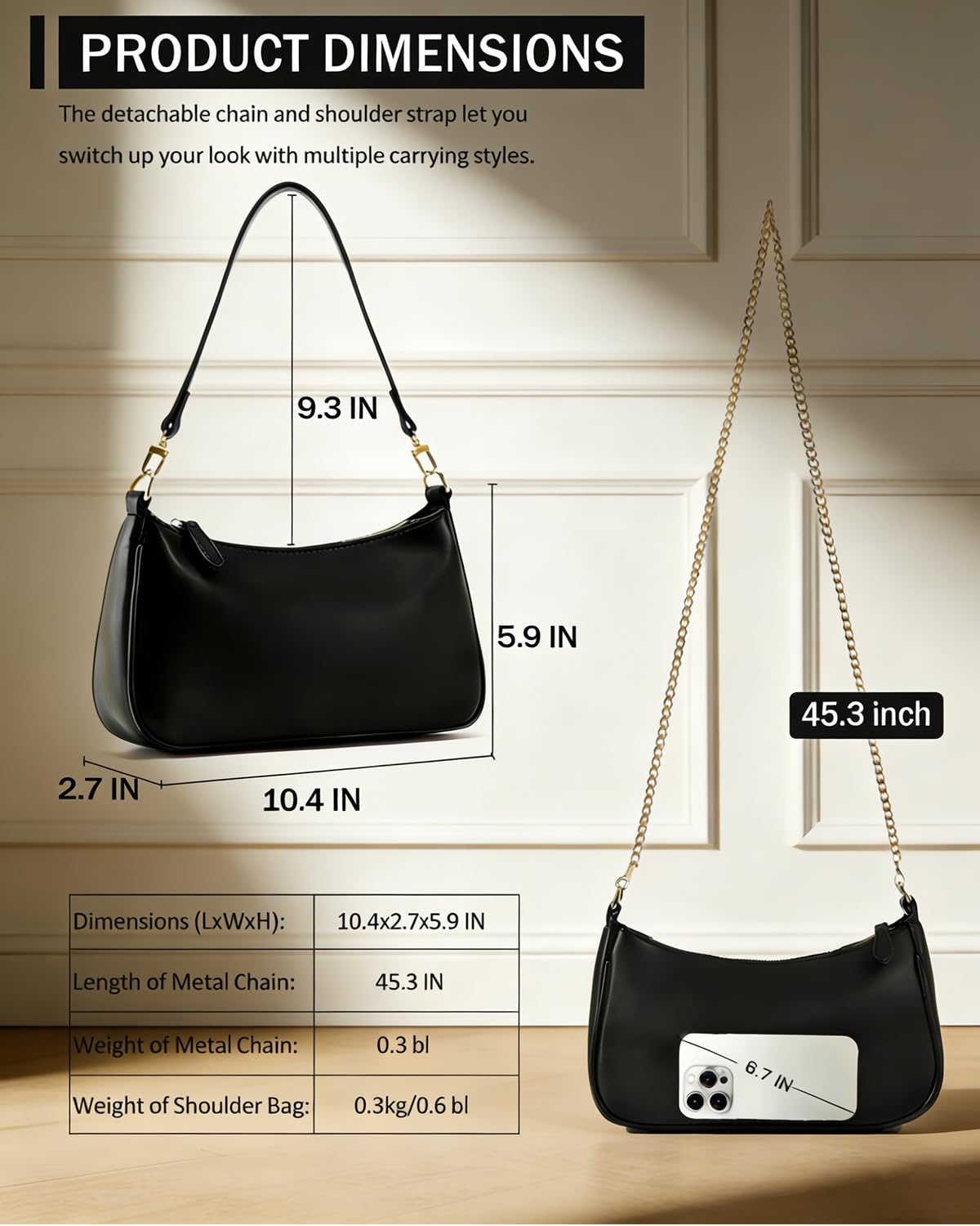 VODIU Clutch Tote Handbags with 2 Removable Straps and Zipper Closure Crossbody Bags Shoulder Purse Handbag for Women