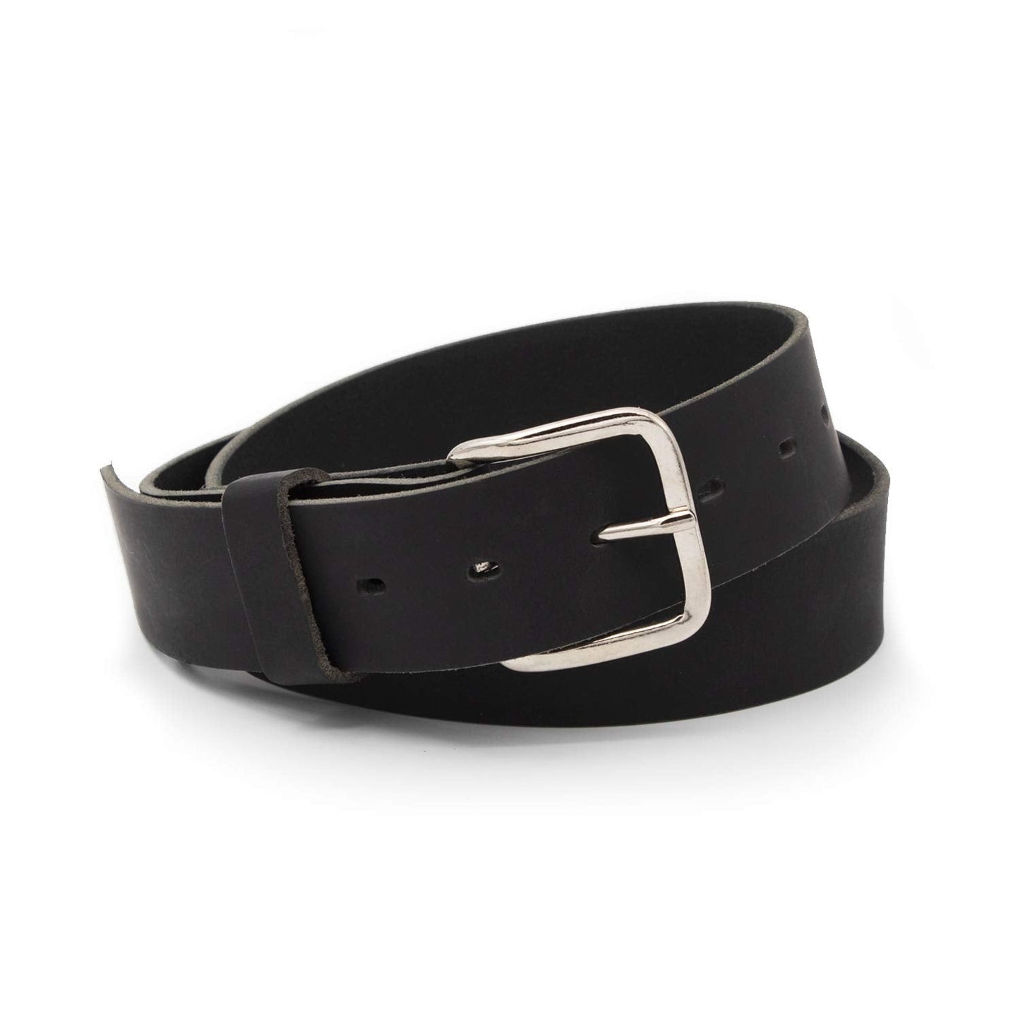 Main Street Forge Journeyman Leather Belt | Made in USA | Black w/Silver Buckle | Size 38