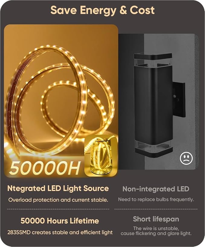Aipsun 2 Packs Outdoor Wall Sconce, 3000K 4000K 6000K, 31.5in Modern Black Exterior Light, Long LED Linear Wall Light Outside Lighting for Entrance, Hallway, Garage, Porch(3CCT)