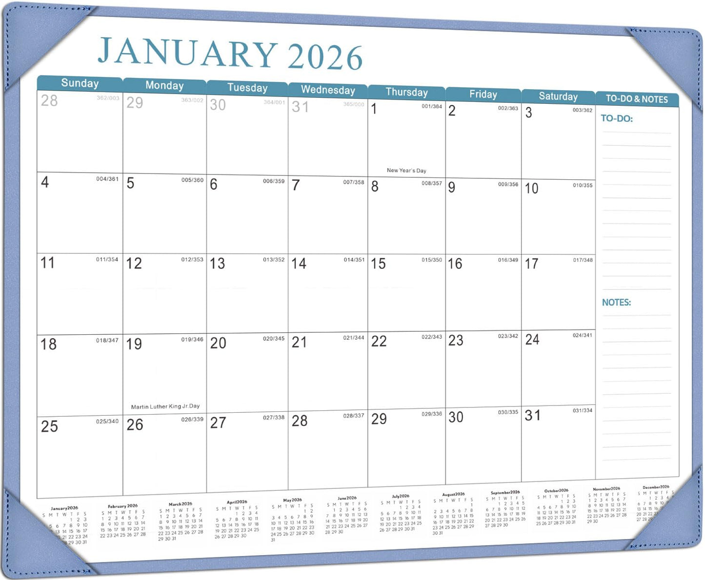 KOPEESY Desk Calendar 2026-2027, New Year Large Desk Calendar with Desktop Mat, 18 Months from January 2026 to June 2027, 22” x 17” Desktop Monthly Planner for Home or Office School