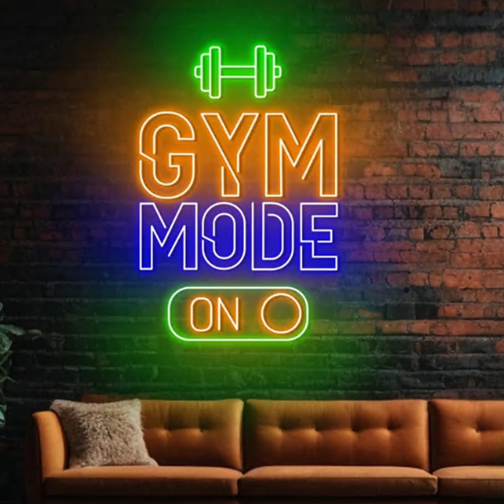 Gym Mode Neon Sign, Gym Mode Led Sign, Custom Neon Sign, Gymmer Room Wall Decor, Gymnastic Wall Neon Light, Fitness Club Led Light Size:23"