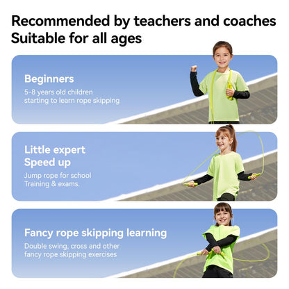 JOINROPE Kids Jump Rope for Children-Adjustable Speed Skipping Rope with Dual Bearings, Segmented Anti-Tangle Cord, Silicone Handles, Indoor Outdoor Fitness Toy for Boys & Girls (Green)