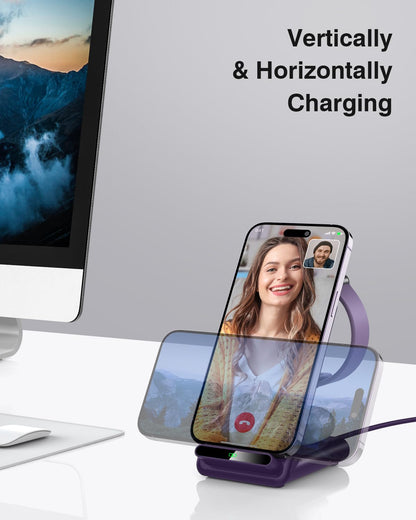 Wireless Charging Station,3 in 1 Charging Stand Made for Apple Watch Ultra 11 10 9 8 7 6 SE 5 4 3,Fast Wireless Charger Made for iPhone 17/Air/16/15/14/13/12,for AirPods Pro(with Adapter) (Black)