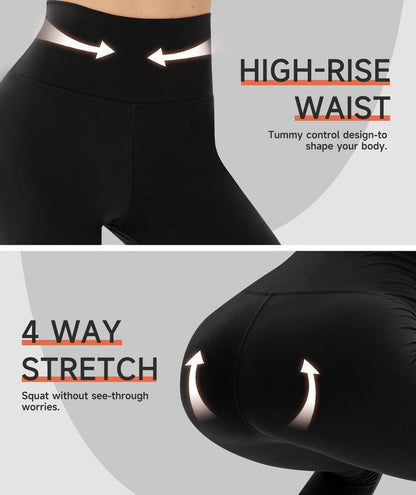 GAYHAY High Waisted Capri Leggings for Women - Soft Slim Yoga Pants for Running Cycling Workout B-Black