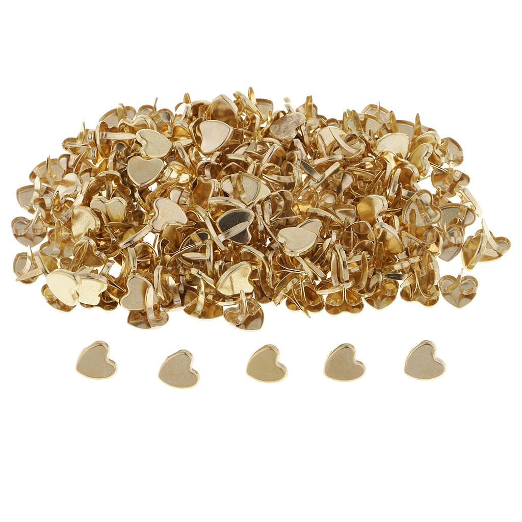 SM SunniMix 200 Pcs Heart Shaped Brads, Metal Iron Brads Paper Fasteners for Craft Embellishments