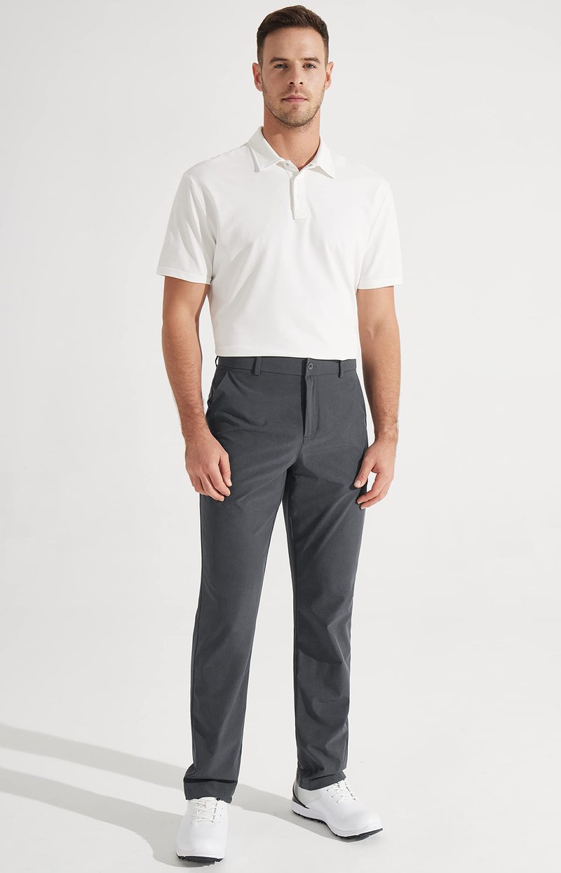 Libin Mens Golf Pants Classic Fit Stretch Work Dress Pants 32" Quick Dry Lightweight Business Casual Trousers Comfort Water Resistant, Iron Grey, 28W x 32L
