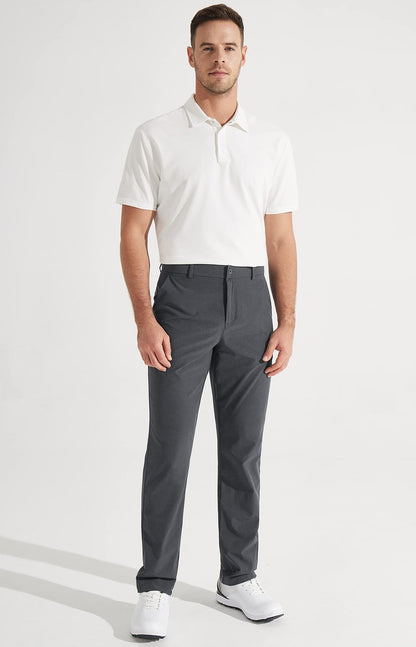 Libin Mens Golf Pants Classic Fit Stretch Work Dress Pants 32" Quick Dry Lightweight Business Casual Trousers Comfort Water Resistant, Iron Grey, 35W x 32L