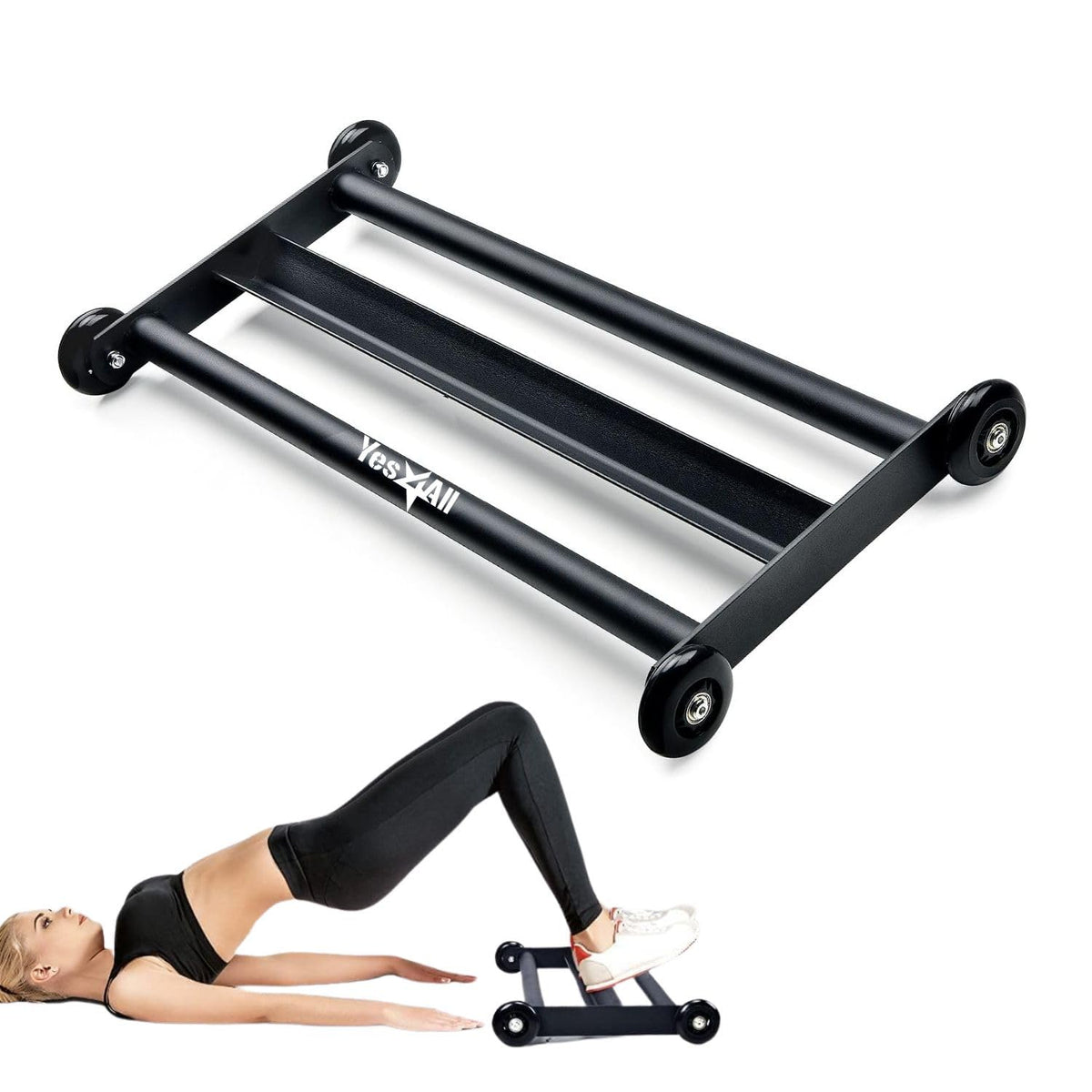 Yes4All Glute Ham Glider, Exercise Wheels for Home Gym Fitness, Glute Hamstring, Booty Building