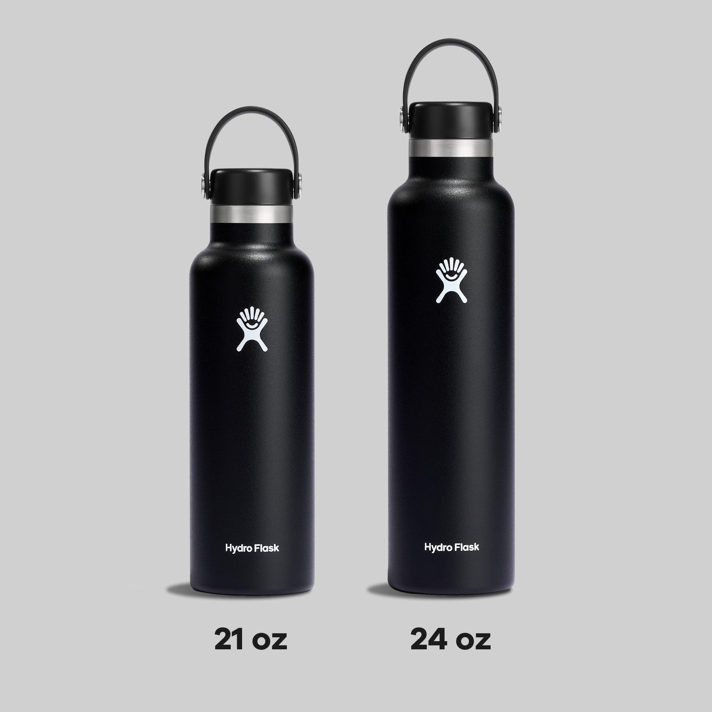 Hydro Flask Water Bottle - Insulated Stainless Steel - Non Spill, Leakproof in 21 Oz Black