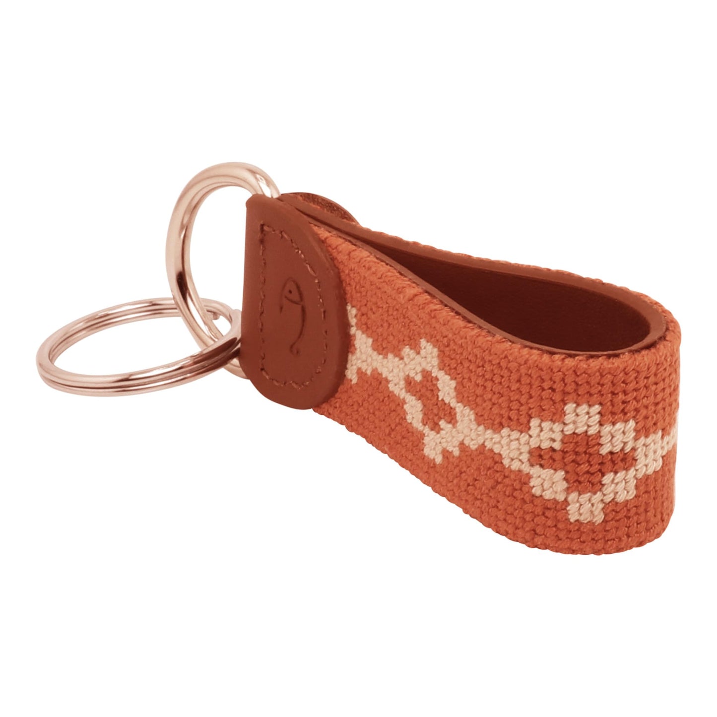 Huck Venture Leather Hand-Stitched Needlepoint Key Fob or Key Chain (Argentine)