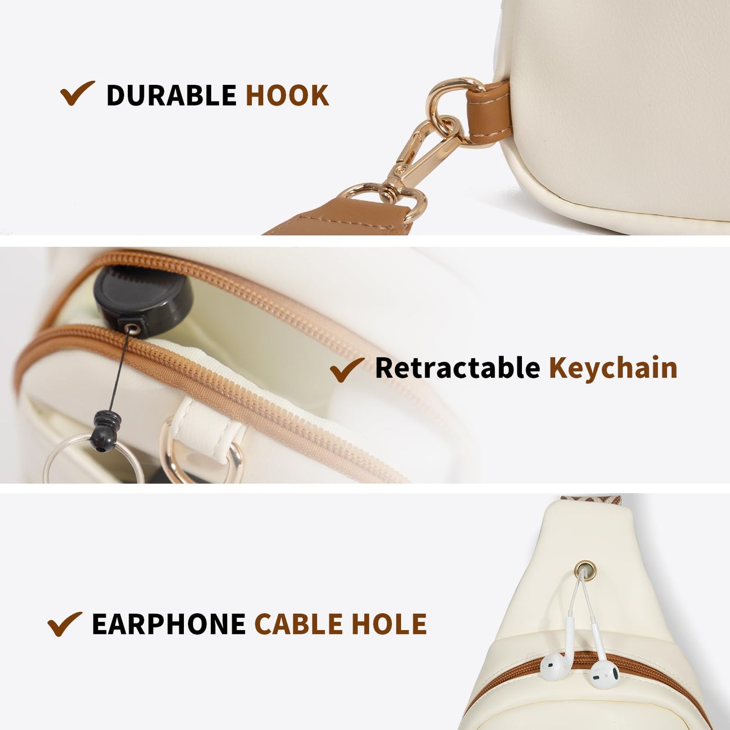 OSOCE Crossbody Bags for Women Sling Bag Anti Theft PU Leather Travel Chest Purse Small Adjustable Strap Fits Large Phone