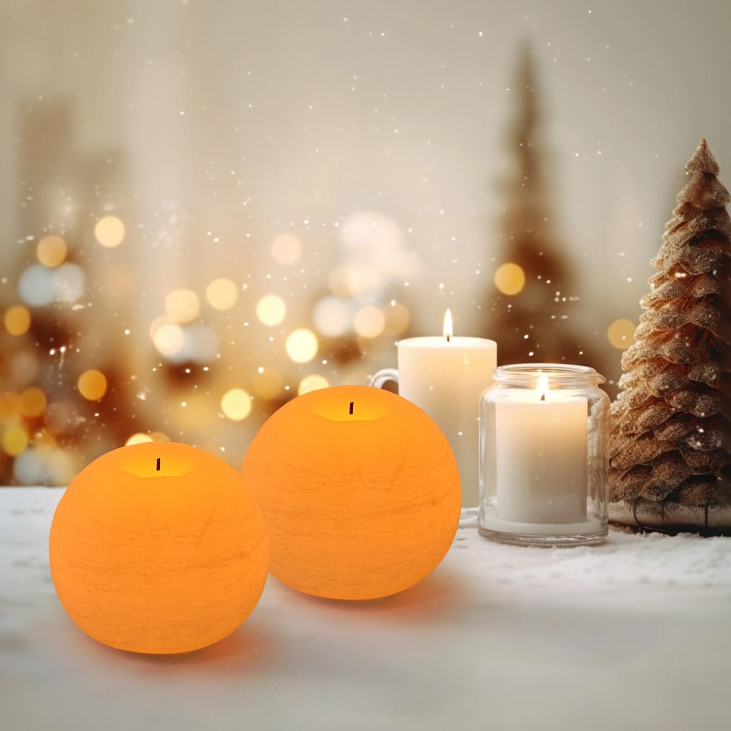 FUWDEO Flameless Candles with Remote & Timer,4"H LED Battery Operated Round Candle 2 Pack,Real Wax Christmas Candle Lights Flickering for Christmas Gift Wedding Home Decor (White)