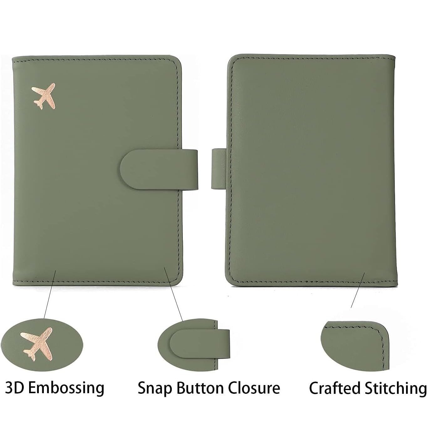 Melsbrinna Premium Leather Passport Holder Covers Case, Waterproof Rfid Blocking Travel Wallet Passport Holder with Pen Holder, Cute Passport Book for Women/Men (Simplicity, AE-Moss green)