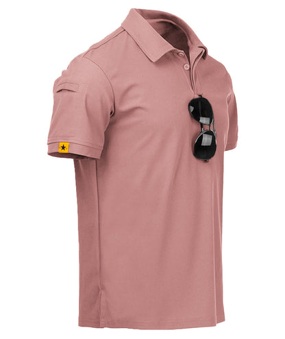 ZITY Mens Polo Shirt Short Sleeve Sports Tactical T-Shirt Athletic Golf Polos Daily Casual Stylish Collared Shirts for Men Ash Pin Medium