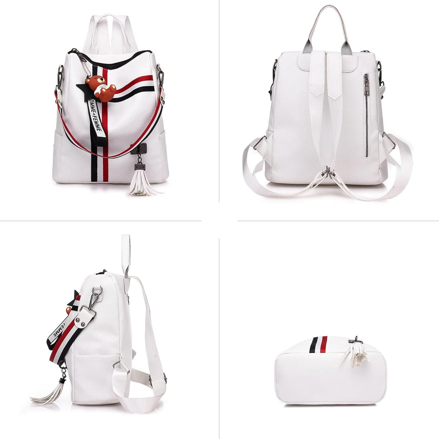 Taremoci Fashion PU Leather Backpack Purse for Women Travel Backpack Bag with Tassel Ladies Shoulder Handbags Casual Daypack