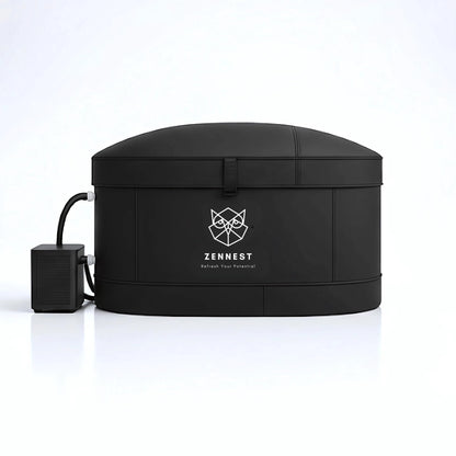 Zennest Patented XL Inflatable Oval Ice Bath Tub for Athletes – 140 Gal Insulated Cold Plunge Tub, Chiller Compatible, Dual-tub Air-Cavity Max Insulation & Ultra-Firm 8-Stand Frame - Cold Plunge Pool