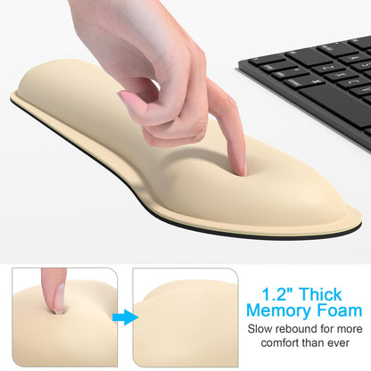 Dapesuom Keyboard Wrist Rest Set, Cute PU Leather Wrist Cushion for Computer Keyboard and Mousepad, Memory Foam Mouse Pad Rests Support with Non-Slip Base for Typing Pain Relief Laptop, Colonial White
