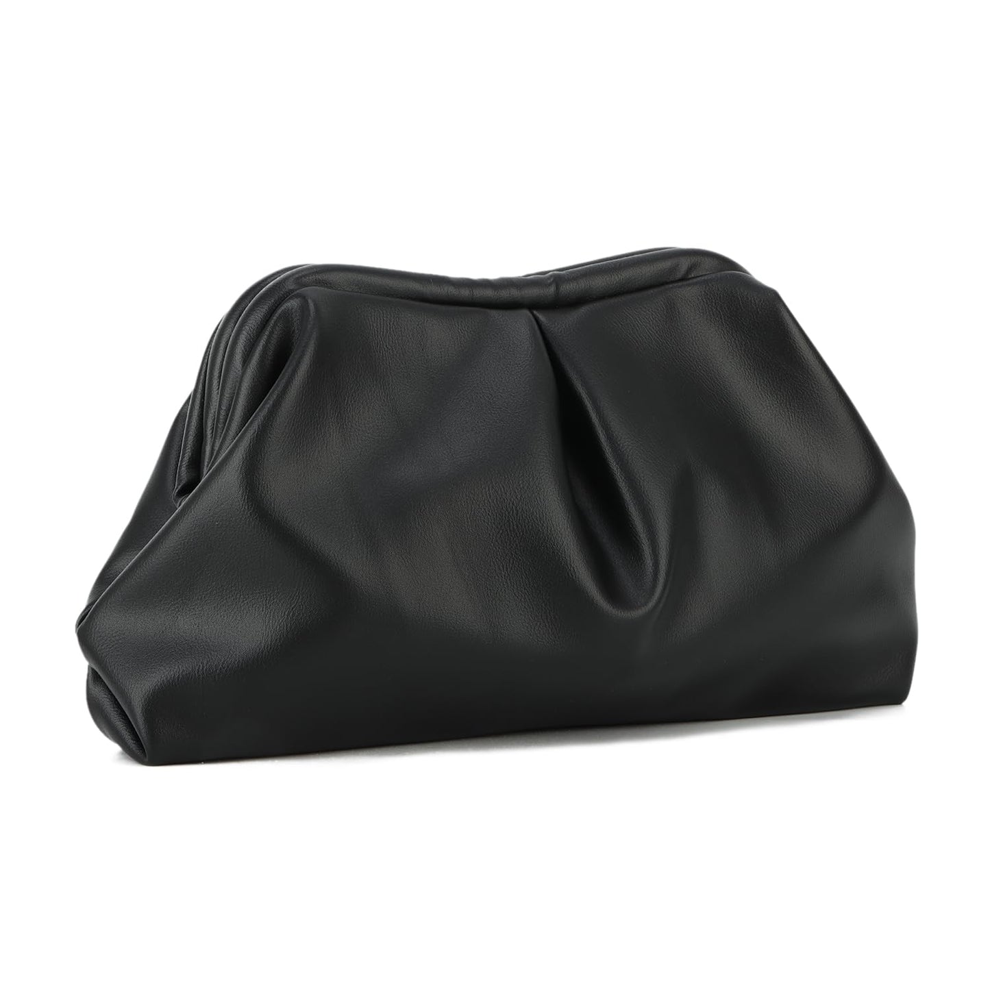 Oweisong Soft Leather Clutch Purse for Women Silver Cloud Evening Handbag Ruched Dumpling Bag for Vacation Party