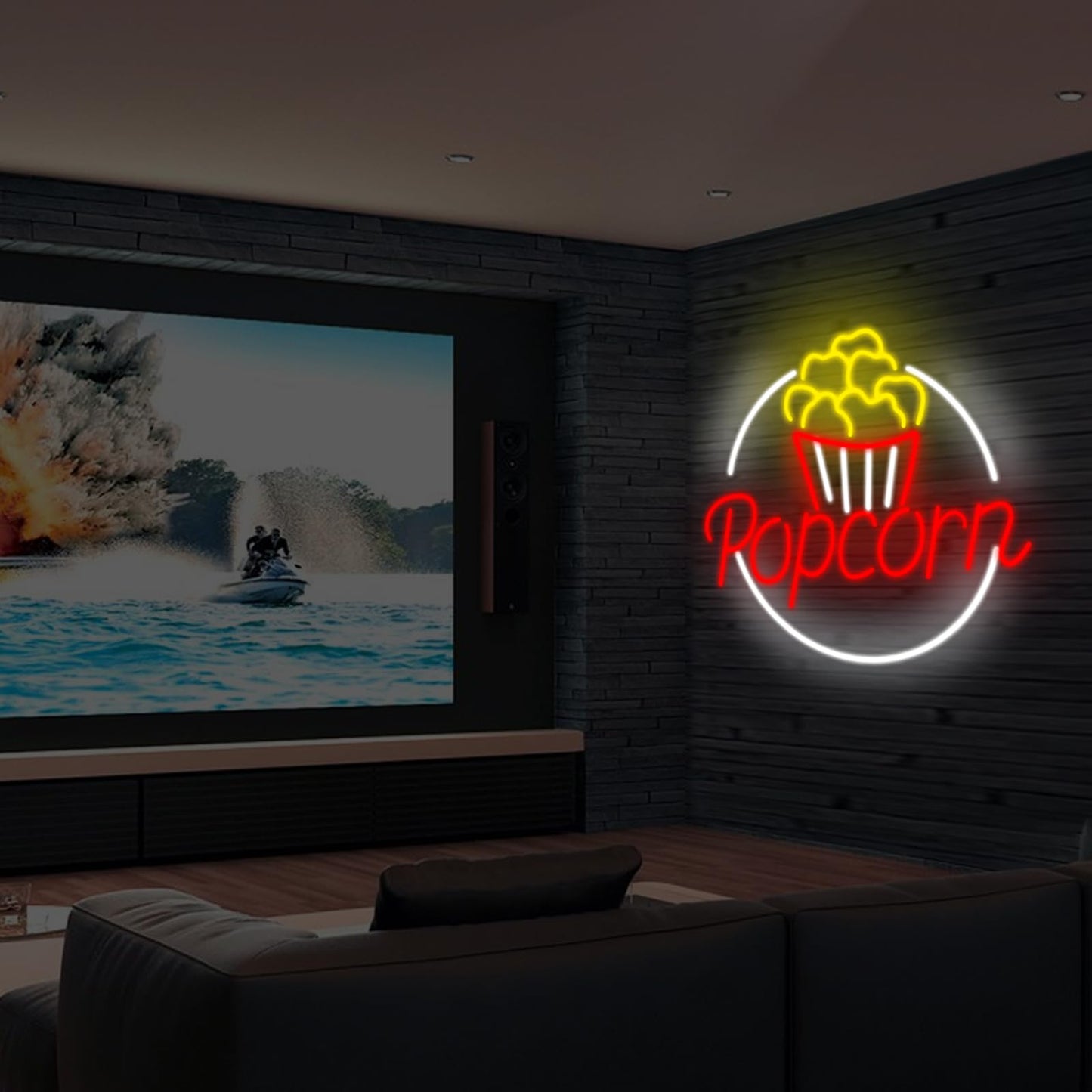 Popcorn Movie Theater Room Wall Decor, Cinema Film Neon Light for Popcorn Themed Party Kitchen Snack Decor Food Lover Wall art Themed kitchen, Gifts for Movie, Video Room