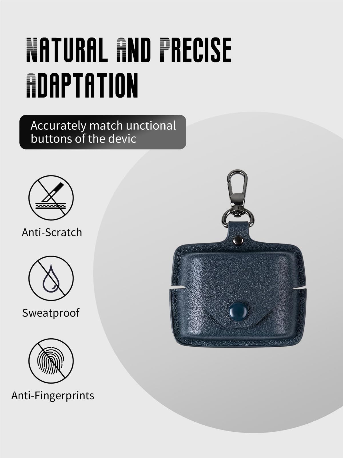 Case for Sony WF-1000XM6 Earbuds, FJIASTB Leather Texture Shockproof Protective Cover with Carabiner and Lanyard (Blue)