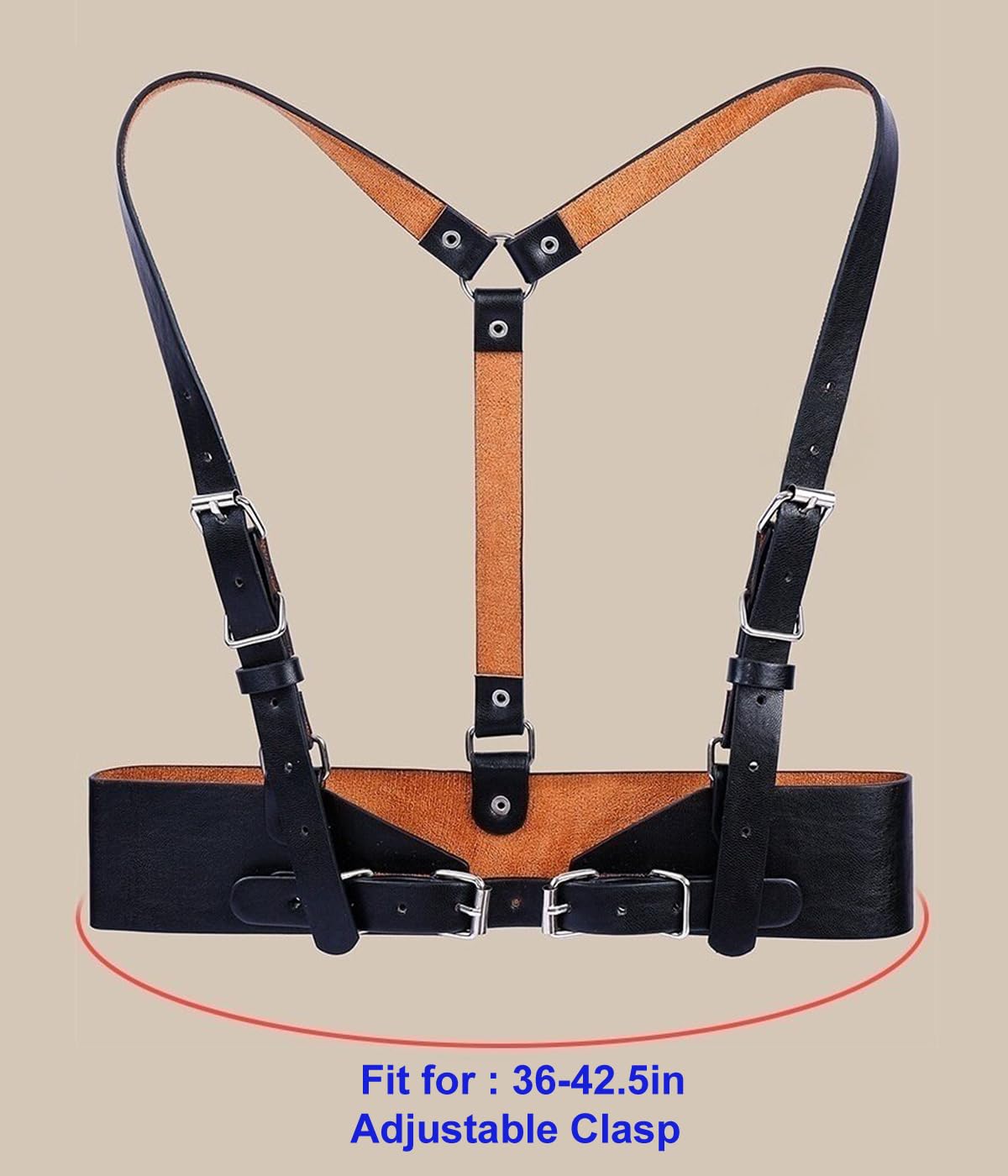 Pretishows Punk Womens Waist Belt Adjustable Suspenders Straps PU Leather Harness Belt Large