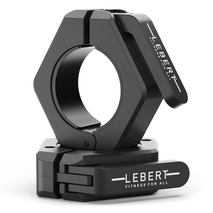 Lebert Fitness Magnetic Black Barbell Collars 2” Olympic – Locking Weight Clamps, Quick Release Barbell Clips, Secure Grip Gym Collars.
