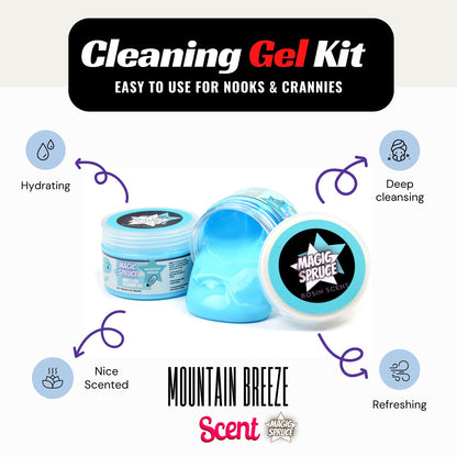 MAGIC SPRUCE Car Cleaning Gel Kit for Interior, Non Water Car Detailing Putty, Scented Car Dashboard Cleaner, Car Cleaning Products, Upholstery Dust Remover, Vent, Reusable PC Laptop, Keyboard Cleaner