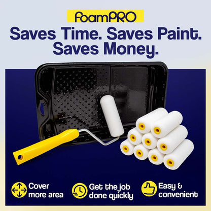 FoamPRO 163-P, 165-5 | 4” Fine Finish Foam Roller Refills (5 Pack) | Foam Paint Roller Covers | Home Painting Supplies & Paint Tools