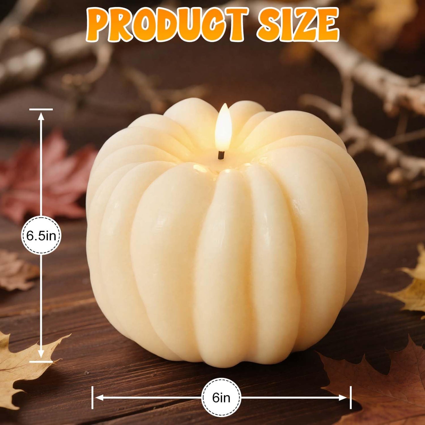 Flameless Pumpkin Candles with Timer - Fall Home Decor Indoor, LED Light Up Pumpkins for Mantel Table | Flameless Candle Thanksgiving Fall Decoration, Autumn Farmhouse Rustic Harvest Decor (White)