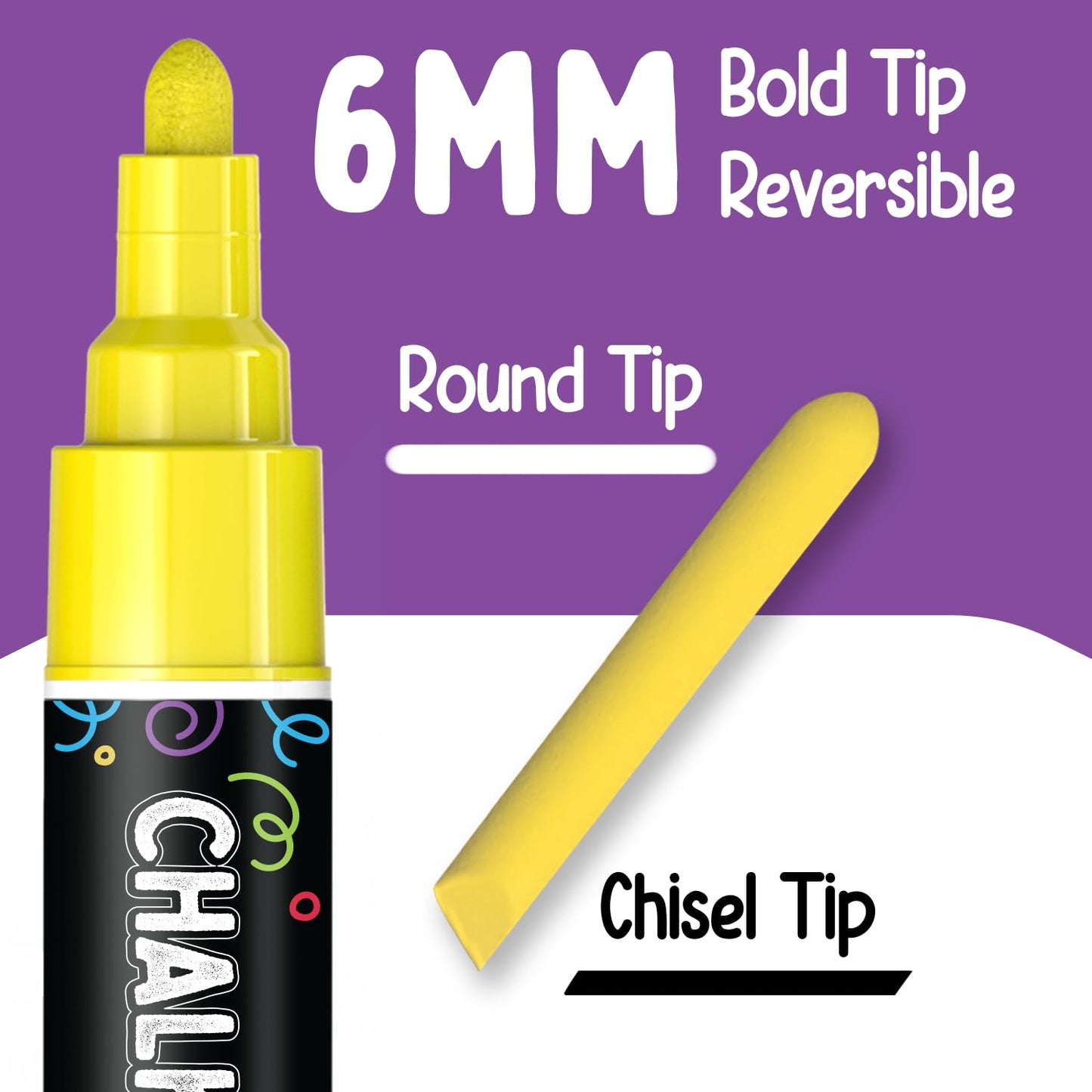Chalkola 20 Liquid Chalk Markers for Blackboard (6mm Reversible Tip - Neon, Pastel, Metallic Dry Erase Marker) | Washable Chalk Pens for Chalkboards, Window, Car, Glass - Erasable Chalkboard Markers