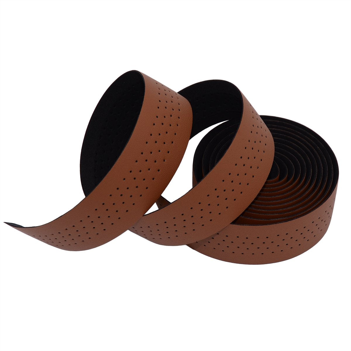 KINGOU Brown Synthetic Leather Road Bike Handlebar Tape Bicycle Bar Tapes - 2PCS Per Set