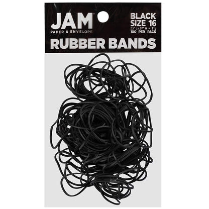 JAM PAPER Durable Rubber Bands - Size 16 - Black Multi-Purpose Rubberbands - 100/Pack