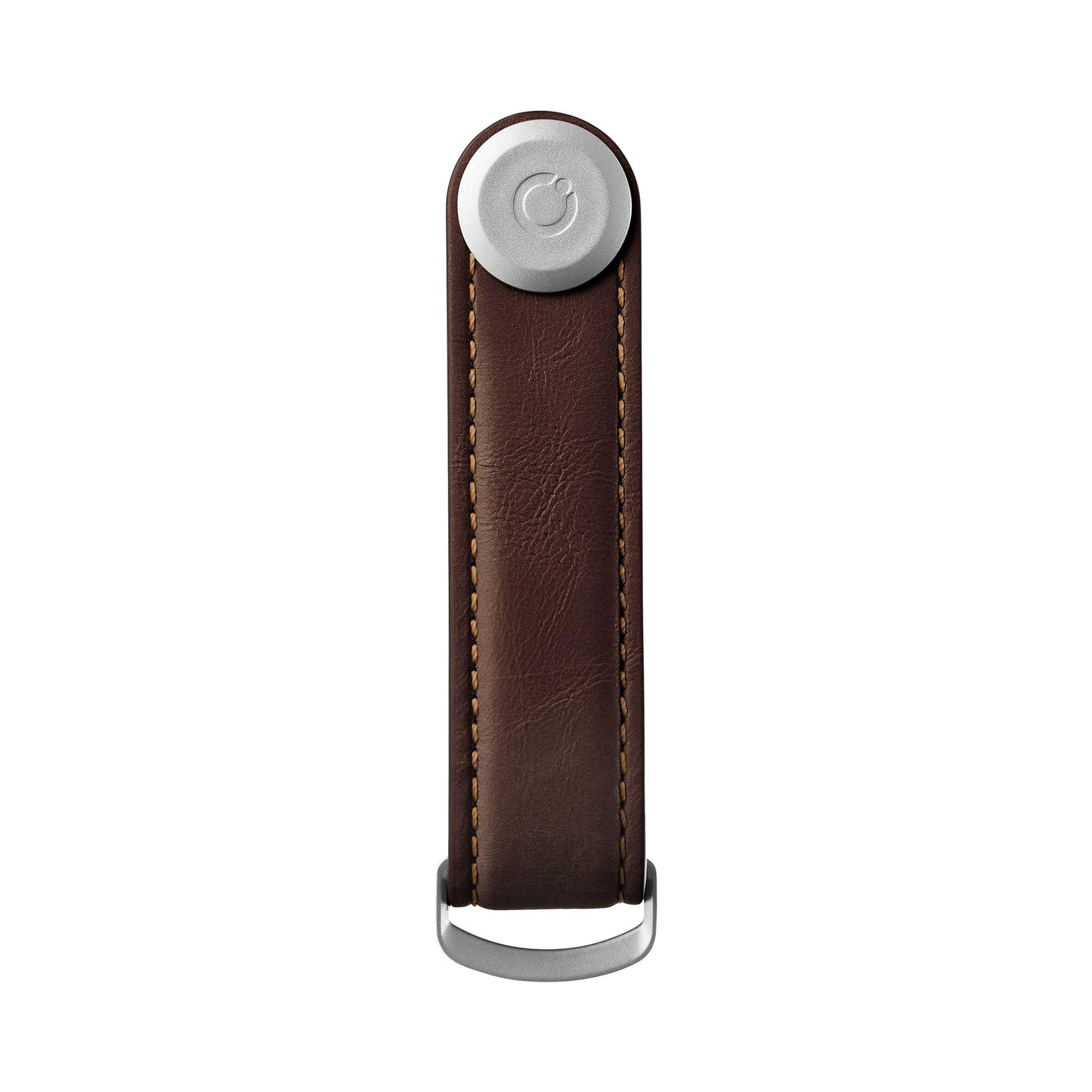 orbitkey Leather Key Organizer | Durable, Stainless Steel Locking Mechanism, Slim & Quiet Profile | Holds up to 7 Keys, Espresso with Brown Stitching