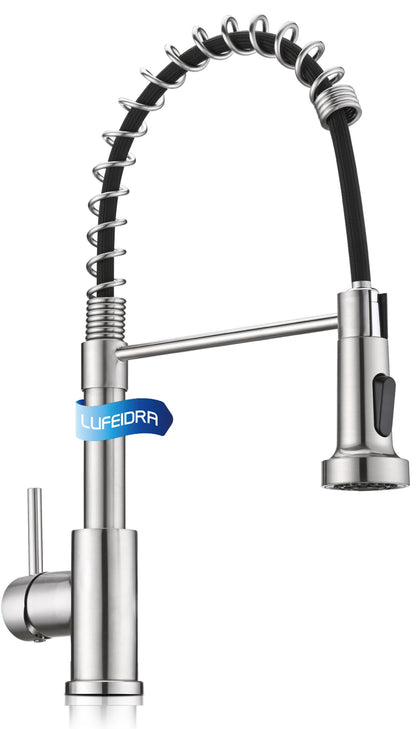 Kitchen Faucet with Pull Down Sprayer, High Arc Single Handle Stainless Steel Kitchen Sink Faucet with Sprayer for Rv Camper, Matte Black