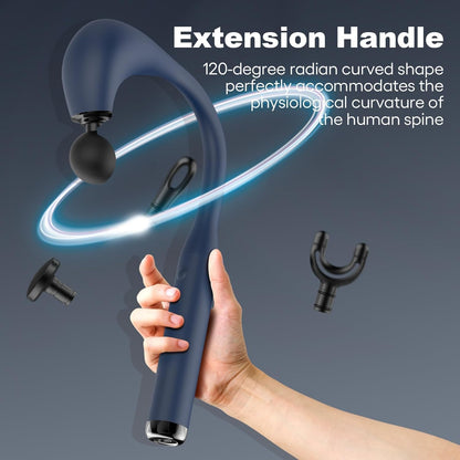 Massage Gun Deep Tissue with Extended Handle Revolutionary U-Shaped Back Massager,Body Massager for Neck,Shoulder,Leg(Dark Blue)