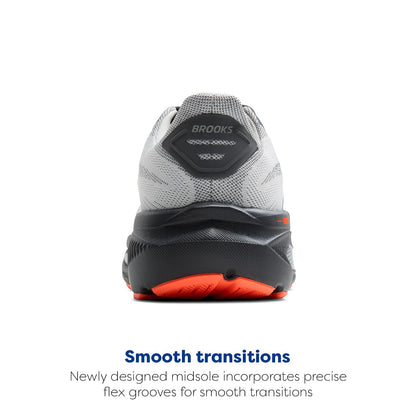 Brooks Men’s Ghost 17 Neutral Running Shoe - Oyster Mushroom/Orange/Ebony - 8 Wide