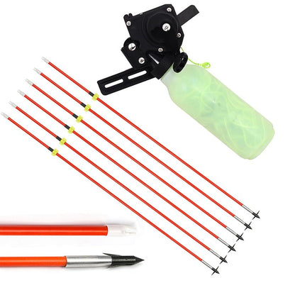 Bow Fishing Reel Kit with Arrows, Bowfishing Tool Accessories, Safety Slides for Compound & Recurve Bows (Orange)