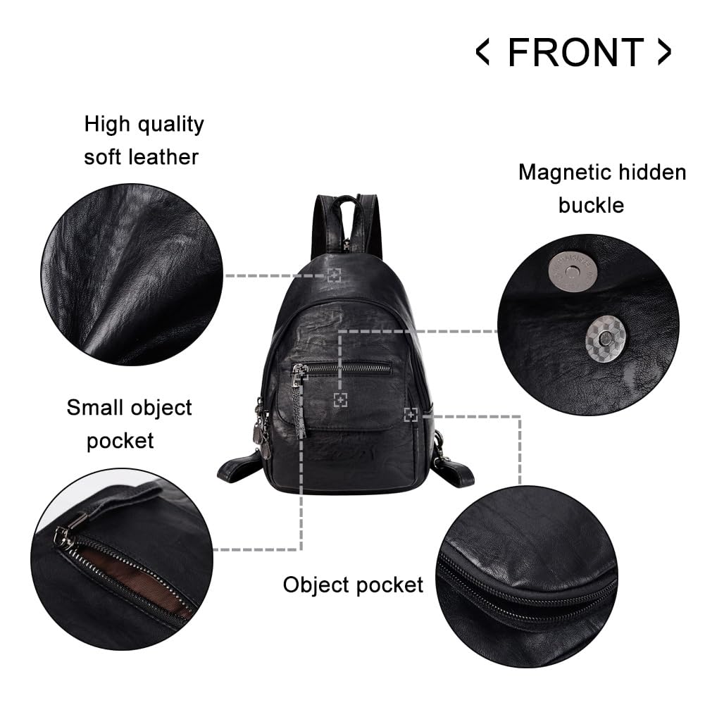 Small Backpack Purse for Women Fashion PU Leather Backpack Convertible Ladies Sling Bag