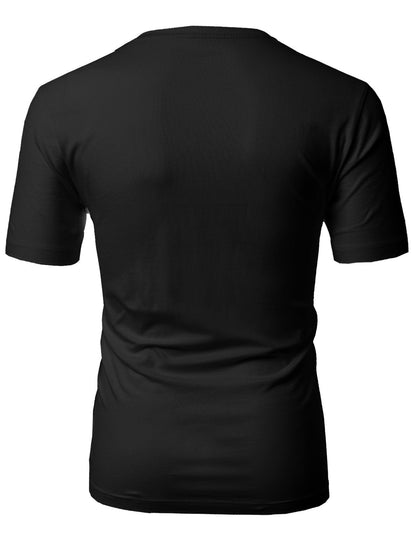 H2H Mens Basic Fashion Crew-Neck Slim Fit T-sihrt Black US M/Asia L (CMTTS0198)