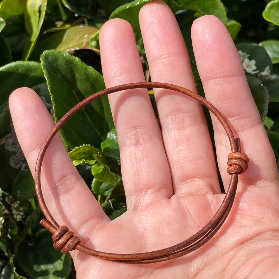 2 mm Men Genuine Leather Bracelet - Handmade Adjustable Cuff, Mens Minimalism Leather Wrap Wristband, Simple Accessories, Premium Leather, Women Gift To Boyfriend, Pulsera Hombre (Distressed)