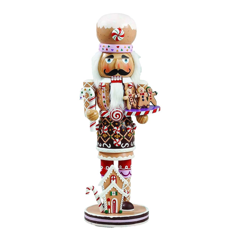 Kurt Adler 16-Inch Wooden Gingerbread Christmas Nutcracker (Color May Vary),Brown/Beige (Pack of 4)