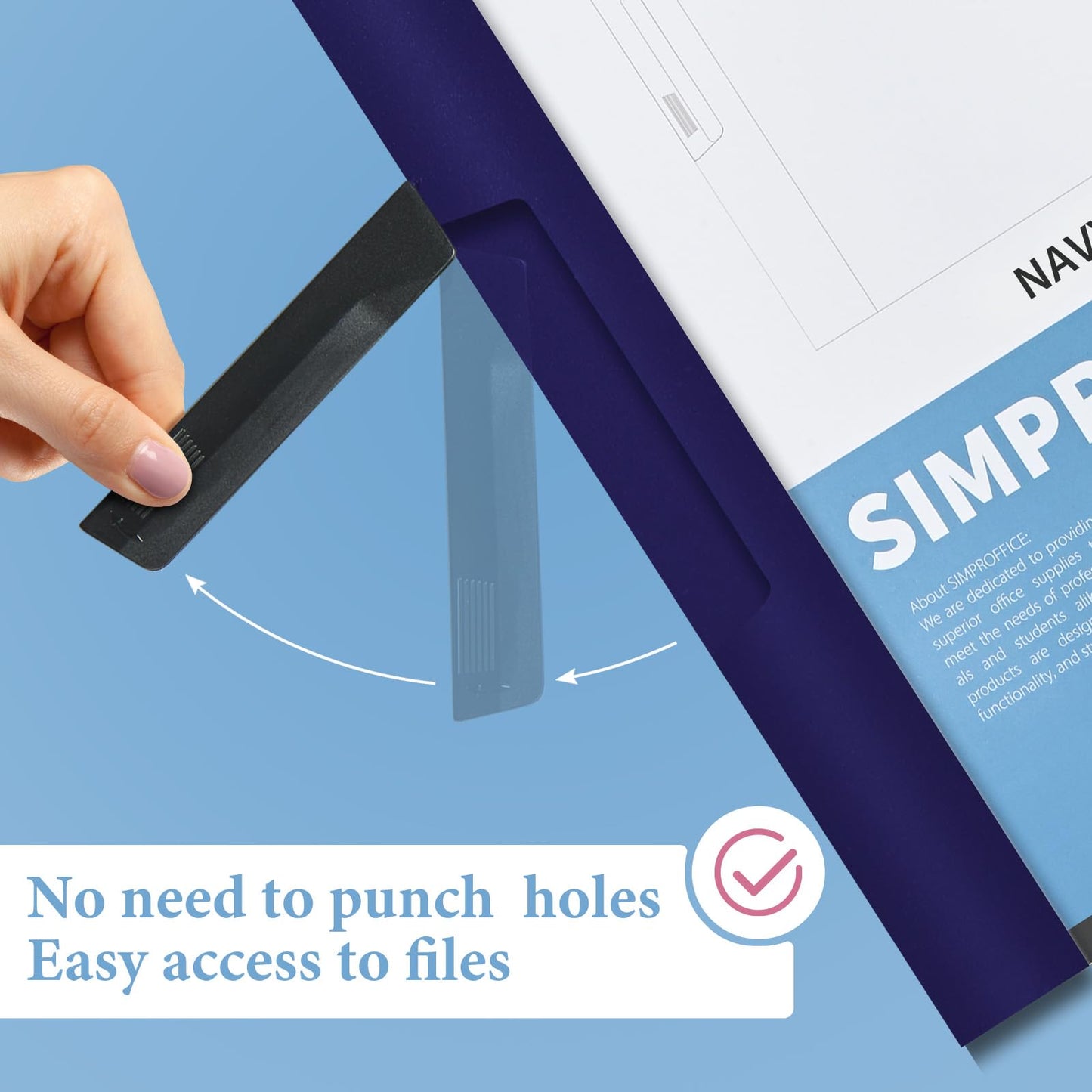 SIMPROFFICE 36 Pack Swing Clip Report Covers, Plastic Presentation Folders with Clip for Professional Use, Clear Front and Navy Blue Frosted Back, 9 x 11.4 Inches for Letter Size