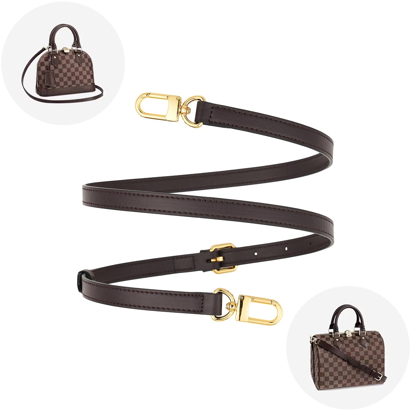 YAZHIMI Vachetta Leather Adjustable Crossbody Strap women crossbody leather purse strap (Coffee-width:0.59 inches(1.5cm))