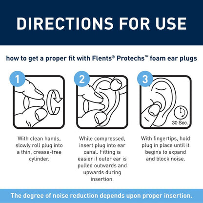 Flents Protechs Foam Ear Plugs, 10 Pair with case Sleeping, Snoring, Loud Noise, Traveling, Concerts, Construction, Studying, Work, Shooting, NRR 33, Noise Cancelling, Green, Made in the USA